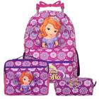 Kit Mochila Infantil Juvenil Menina Princesa Sofia Rodinha