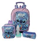 Kit Mochila Infantil Lilo & Stitch Aloha Azul Tam G Rodinhas