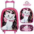 Kit Mochila Infantil Marie Rodinha Estojo Lancheira Roxa