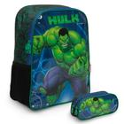 Kit Mochila Infantil Masculina Hulk Creche Resistente