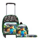 Kit Mochila Infantil Masculina Minecraft Rodinha Pequena