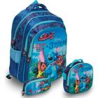 Kit Mochila Infantil Masculina Stitch Alto Relevo Reforçada