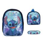 Kit Mochila Infantil Masculina Stitch Costas Tam G Cor Preta - Toys 2U