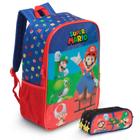 Kit Mochila Infantil Masculina Super Mario Costas Cor Azul