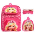 Kit Mochila Infantil Menina Barbie Tam M Lancheira Estojo