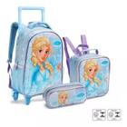 Kit Mochila Infantil Menina Escolar Princesa Gelo Rodinhas G - Seanite