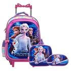 Kit Mochila Infantil Menina Frozen 3D Rodinha Com Lancheira