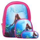 Kit Mochila Infantil Menina Juvenil Pequena Sereia Lancheira