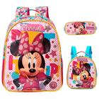 Kit Mochila Infantil Menina Minnie Mouse 3d Com Lancheira