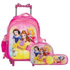 Kit Mochila Infantil Menina Princesas 3D Rodinha + Lancheira