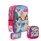 Kit Mochila Infantil Menina Princesas Tam G Costas Reforçada