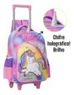 Kit Mochila Infantil Meninas Escolar Unicórnio Arco-iris G