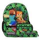 Kit Mochila Infantil Menino Costas Juvenil Minecraft Game