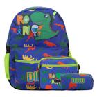 Kit Mochila Infantil Menino Dinossauro Lancheira Estojo