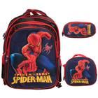 Kit Mochila Infantil Menino Homem Aranha 3D Costas 3 Pçs