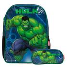 Kit Mochila Infantil Menino Hulk Costas Com Estojo Tam G