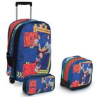 Kit Mochila Infantil Menino Sonic Rodinha Tam G Passeio