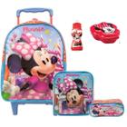 Kit Mochila Infantil Minnie Laço Tam Grande Rodinhas Escolar Lancheira Térmica Estojo Duplo