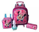 Kit Mochila Infantil Minnie Mouse Chiclete Rodinhas G Menina