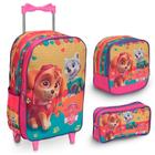 Kit Mochila Infantil Patrulha Canina Menina Carrinho Tam G