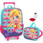 Kit Mochila Infantil Polly Pocket Rodinhas Tam G Reforçada Lancheira - Luxcel