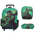 Kit Mochila Infantil Rodinha Estampa Hulk Herói Crianças