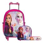 Kit Mochila Infantil Rodinha Frozen Lancheira Estojo Rosa - TOYS 2U