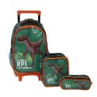 Kit Mochila Infantil Rodinha Lancheira Estojo Dinossauro Rex