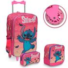 Kit Mochila Infantil Rodinha Lancheira Térmica Stitch Grande