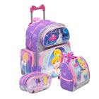 Kit Mochila Infantil Rodinha Menina Cinderela Estampada