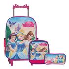 Kit Mochila Infantil Rodinha Princesas Lancheira Estojo Rosa - Toys 2U