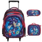 Kit Mochila Infantil Rodinha Sonic 3D Lancheira Estojo