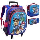 Kit Mochila Infantil Rodinhas Escolar 3D - Patrulha (Azul)