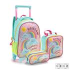 Kit Mochila Infantil Rodinhas Escolar Pop It/Rainbow/Sorvete