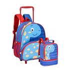 Kit Mochila Infantil Rodinhas Lancheira Térmica Dinossauro Alça Acolchoada Ajustável Passeio Creche Masculino - CLIO