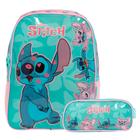 Kit Mochila Infantil Stitch Costas Com Estojo Cor Verde