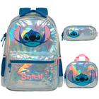 Kit Mochila Infantil Stitch Costas Lancheira Estojo Prata