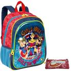 Kit Mochila Infantil Super Hero Girls 3d Costas Reforçada Tam G Estojo - Sestini