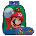 Kit Mochila Infantil Super Mario Costas + Estojo Cor Azul