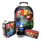 Kit Mochila Infantil Vingadores Rodinhas Tam M Lancheira F5