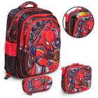 Kit Mochila Infatil De Costa Spider Man 3d Lancheira Térmica