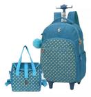 Kit Mochila Juvenil Feminina Barbie Crinkle Rodinhas Alças G Azul