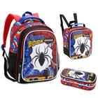 Kit Mochila Lancheira e Estojo Escolar Infantil Spider - Denlex