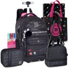 Kit Mochila Lancheira Estojo RB Rebecca Bonbon Carrinho Rodinha Notebook Resistente Reforçada Completo Escolar Meninas