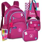 Kit Mochila Luluca Escolar Lancheira e Estojo Escolar Meninas