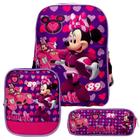 Kit Mochila Menina Infantil Minnie Mouse Lancheira Estojo