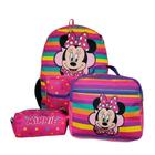 Kit Mochila Minnie de Costas + Lancheira Térmica + Estojo Escolar