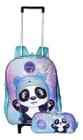 Kit Mochila Panda Meninas Escolar Rodinhas