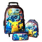 Kit Mochila Pokémon com Rodinhas + Lancheira Térmica + Estojo Escolar