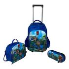 Kit Mochila Rodas Dinossauro Infantil 3 Peças Mochila